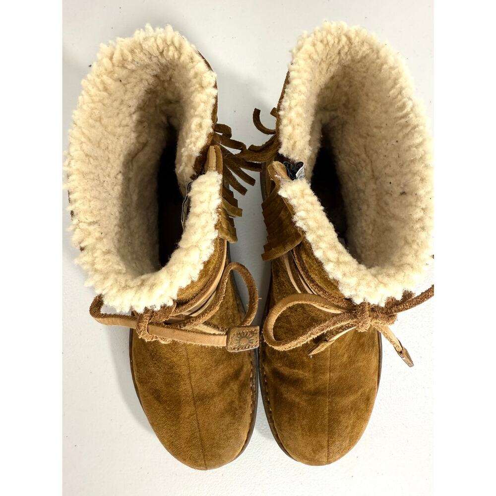 UGG Gaviota Suede Fringe Ankle Boots Womens Size 9 Brown Style 5749 - Picture 7 of 12